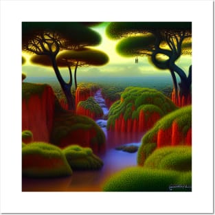 Digital Painting Of a Lush Wet Natural Scene On Jungle Posters and Art